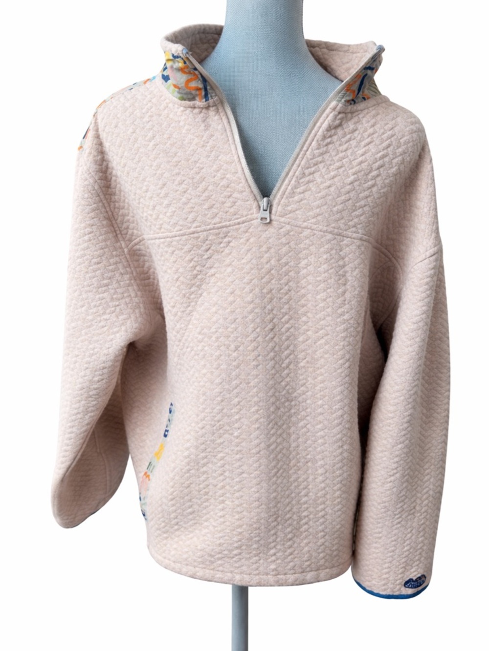 Chubbies Men’s Cream Quilted Quarter Zip Pullover Sweatshirt XL